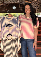 Load image into Gallery viewer, Striped Bubble Sleeve Top **4 COLORS**
