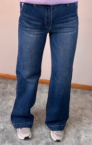 Wide Leg Slanted Pocket RIsen Jeans - PLUS