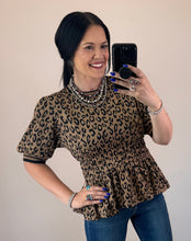 Load image into Gallery viewer, Leopard Peplum Top
