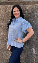 Load image into Gallery viewer, Eyelet Sleeve Top **2 COLORS**
