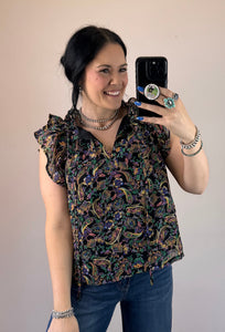 Black Paisley Top