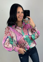 Load image into Gallery viewer, Mauve And Burgundy Mix Print Collared Top
