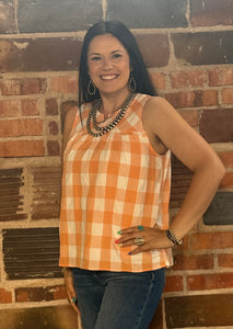 Apricot Gingham Top