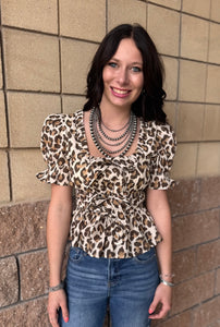 Animal Print Peplum Top