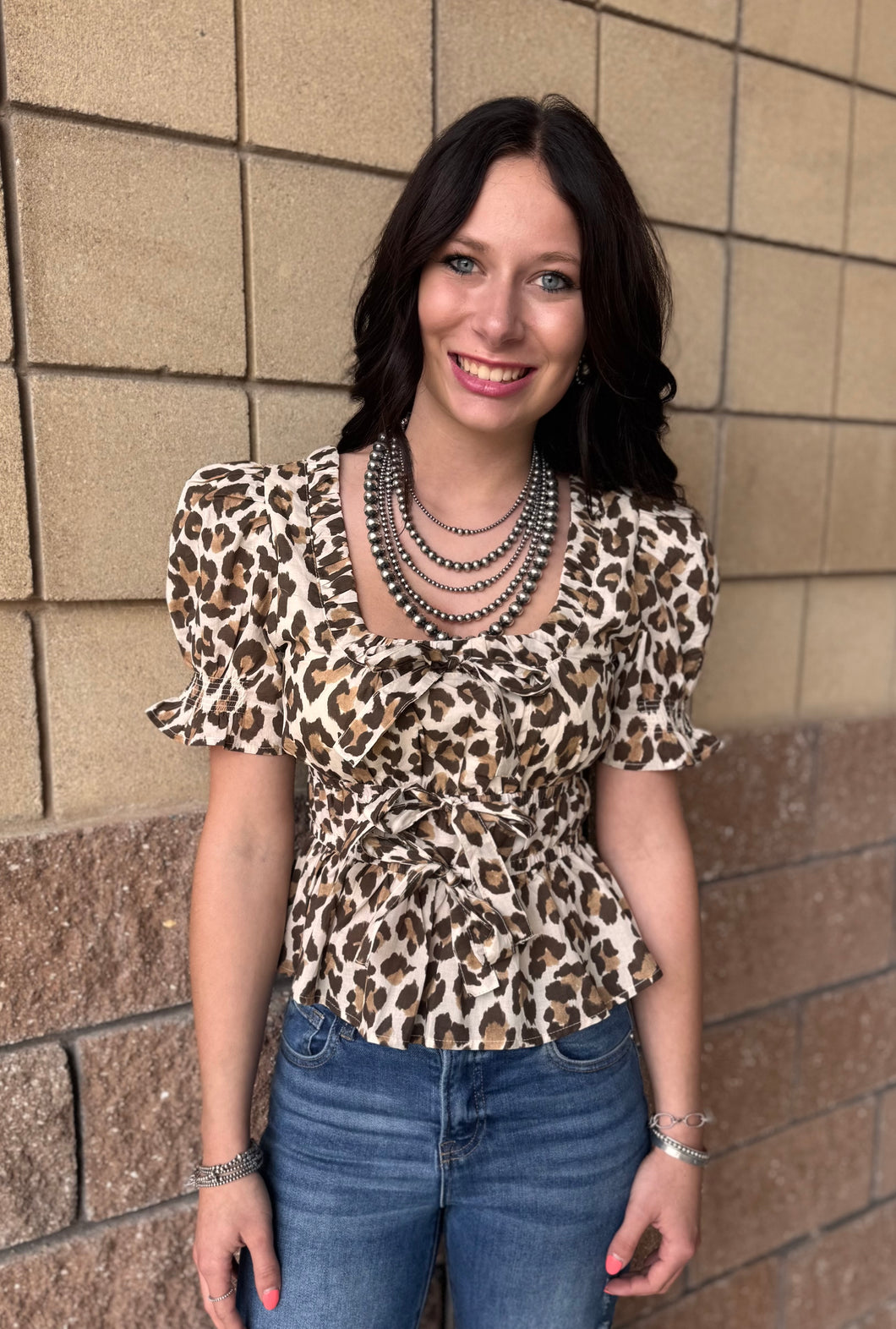 Animal Print Peplum Top