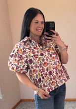 Load image into Gallery viewer, Floral Puff Sleeve Button Down Top **2 COLORS**
