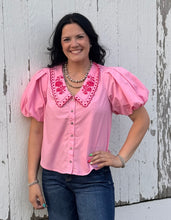 Load image into Gallery viewer, Pink Peter Pan Collar Top
