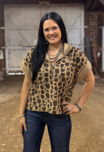 Leopard Knit 1/4 Zip Top **2 COLORS**