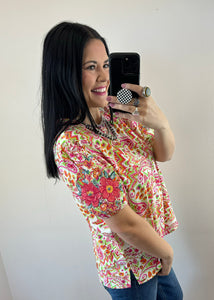Paisley Floral Embroidered Sleeve Top - PLUS