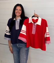 Load image into Gallery viewer, 3/4 Sleeve Stripe Contrast Top
