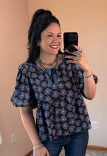 Load image into Gallery viewer, Brown Floral Peplum Top - PLUS
