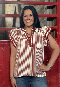 Stripe Flutter Sleeve Top **4 COLORS**