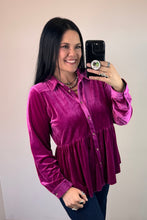 Load image into Gallery viewer, Velvet Peplum Top **3 COLORS**
