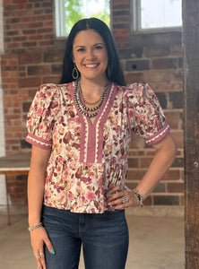 Floral Scallop Trim Top **2 COLORS**