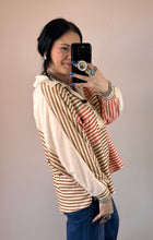 Load image into Gallery viewer, Striped Colorblock 1/4 Button Pullover **2 COLORS**
