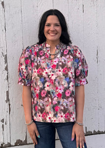 Abstract Floral Top **2 COLORS**