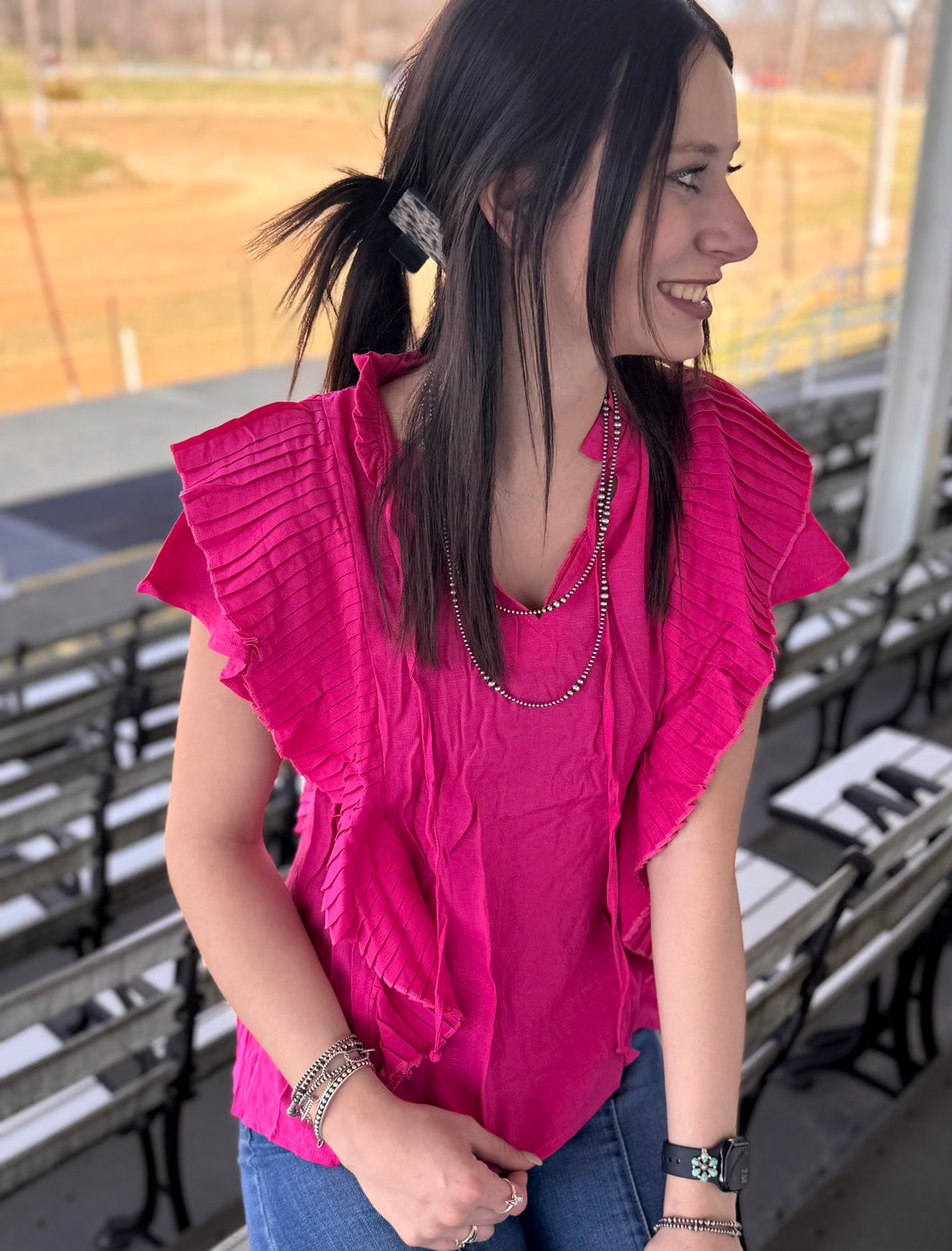 Pleated Ruffle Top **3 COLORS**
