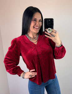 Pleated Velvet Top **3 COLORS**