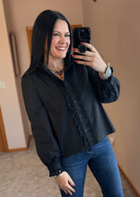 Load image into Gallery viewer, Black Eyelet Accent Top
