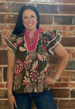 Load image into Gallery viewer, Paisley Tiered Sleeve Top **2 COLORS**
