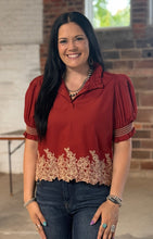Load image into Gallery viewer, Embroidered Border Top **3 COLORS**
