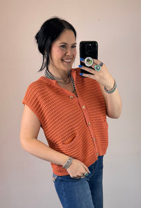 Tangerine Crochet Vest