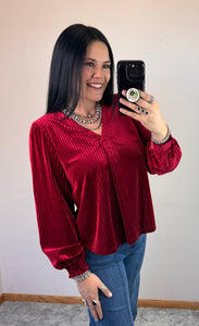 Pleated Velvet Top **3 COLORS**