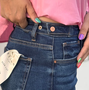 Adjustable Waist Wide Leg Risen Jeans