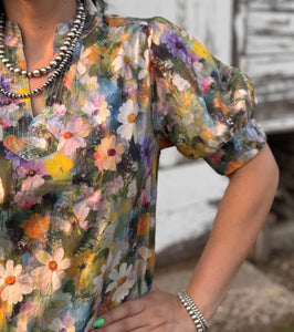 Abstract Floral Top **2 COLORS**