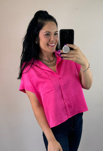 Glossy Button Up Top **2 COLORS**