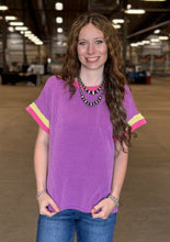 Load image into Gallery viewer, Striped Sleeve Urban Ribbed Top **2 COLORS** - PLUS
