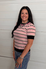 Load image into Gallery viewer, Multi Short Sleeve Striped Sweater Top **3 COLORS**
