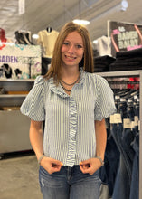 Load image into Gallery viewer, Ruffle Detail Striped Top **2 COLORS**
