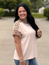 Load image into Gallery viewer, Leopard Sleeve Urban Ribbed Top
