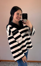 Load image into Gallery viewer, Black And White Striped Oversized Top
