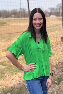 Green Wrinkled Top