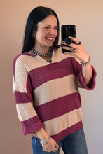 Load image into Gallery viewer, Mauve Striped Knit Top - PLUS
