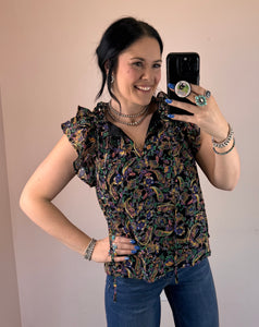 Black Paisley Top
