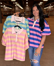 Load image into Gallery viewer, Stripe Button Down Bubble Sleeve Top **3 COLORS**
