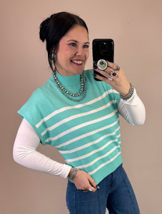 Mint Striped Sweater Vest