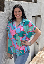Load image into Gallery viewer, Satin Print Button Down Top **2 COLORS**
