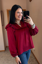 Load image into Gallery viewer, Satin Ruffle Top **2 COLORS**
