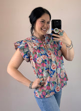 Load image into Gallery viewer, Floral Tie Neck Top **2 COLORS**
