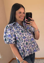 Load image into Gallery viewer, Floral Puff Sleeve Button Down Top **2 COLORS**
