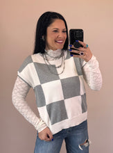 Load image into Gallery viewer, Grey Checkered Sweater Vest
