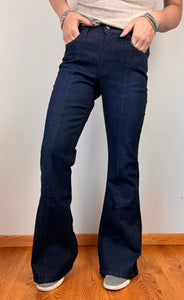 Mid Rise Front Seam Flare Jeans