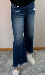 Dark Cropped Wide leg Risen Jeans