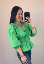 Load image into Gallery viewer, Apple Green Poplin Top
