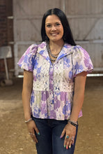Load image into Gallery viewer, Purple Floral Babydoll Top
