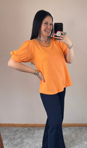 Ribbed Puff Sleeve Top **3 COLORS**